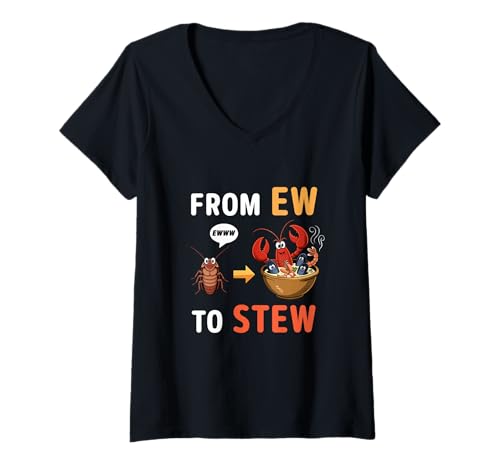 Damen Von Igitt“ zu Eintopf“ Liebhaber von Meeresfrüchten Fische T-Shirt mit V-Ausschnitt Damen Von Igitt“ zu Eintopf“ Liebhaber von Meeresfrüchten Fische T-Shirt mit V-Ausschnitt von Küstenbewohner Besucher des Meeresfrüchtefestivals