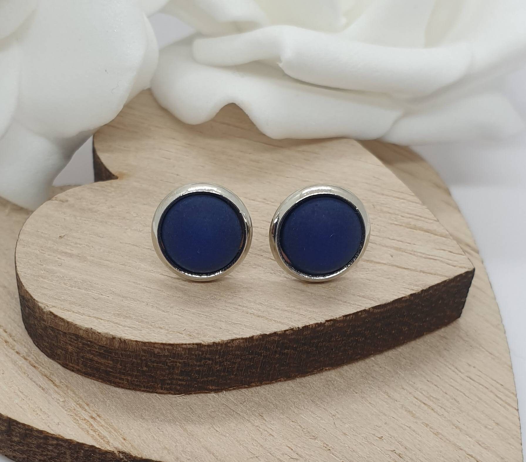 Ohrstecker Marineblau Matt - Cabochonschmuck Aus Edelstahl Ohrstecker Marineblau Matt - Cabochonschmuck Aus Edelstahl von KuestenglitzerMV