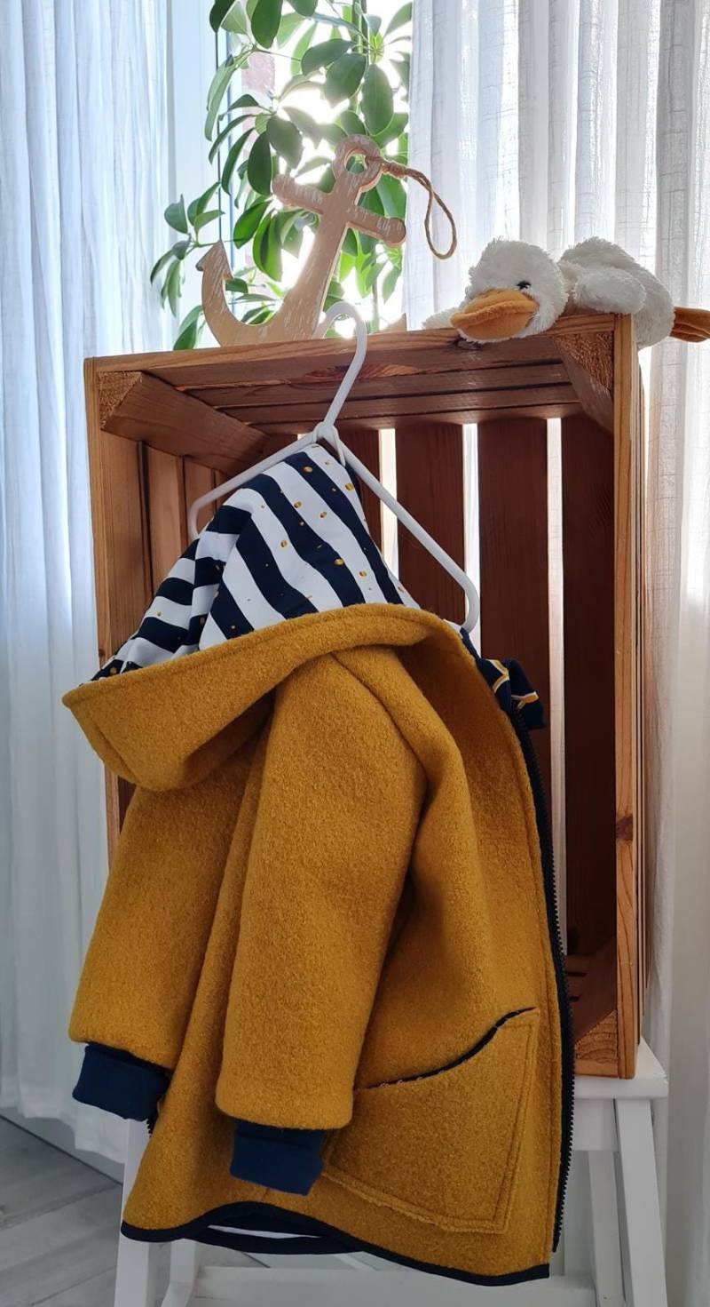 Warme Wollwalk/Wolle Für Kinder Im Maritimen Design - Wollwalk, Kinderjacke Dijon "Sabbel Nich " Küstenjuwel von Kuestenjuwel