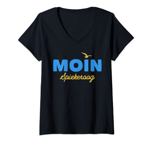 Damen Nordsee Moin Spiekeroog T-Shirt mit V-Ausschnitt von Küstenträumer