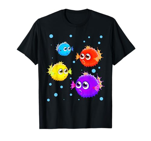 Bunte Kugelfische Jungen Mädchen Kugelfisch T-Shirt von Kugelfisch Enthusiast Ballonfisch