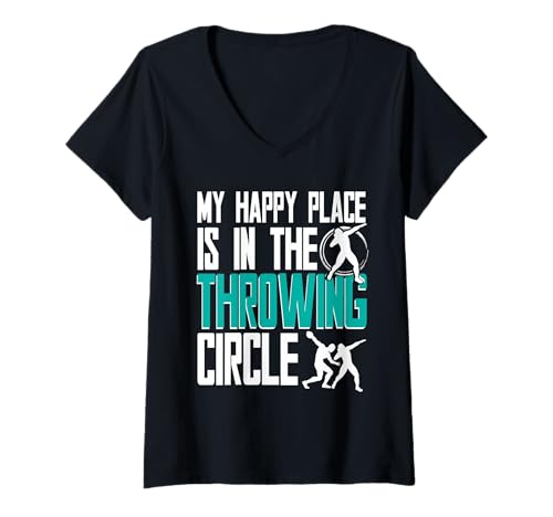 Damen Kugelstoßen Kugelstoß Happy Place Throwing Circle T-Shirt mit V-Ausschnitt Damen Kugelstoßen Kugelstoß Happy Place Throwing Circle T-Shirt mit V-Ausschnitt von Kugelstoßen Kugelstoßer Kugelstoßerin