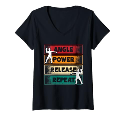 Damen Kugelstoßen Kugelstoß Kugelstoßer Angle Power Release T-Shirt mit V-Ausschnitt Damen Kugelstoßen Kugelstoß Kugelstoßer Angle Power Release T-Shirt mit V-Ausschnitt von Kugelstoßen Kugelstoßer Kugelstoßerin
