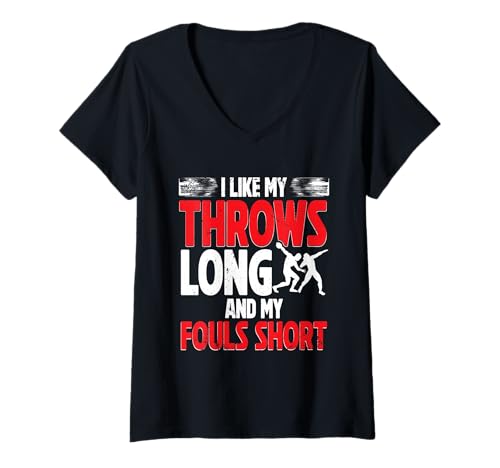 Damen Kugelstoßen Kugelstoß Kugelstoßer Throws Long Fouls Short T-Shirt mit V-Ausschnitt Damen Kugelstoßen Kugelstoß Kugelstoßer Throws Long Fouls Short T-Shirt mit V-Ausschnitt von Kugelstoßen Kugelstoßer Kugelstoßerin