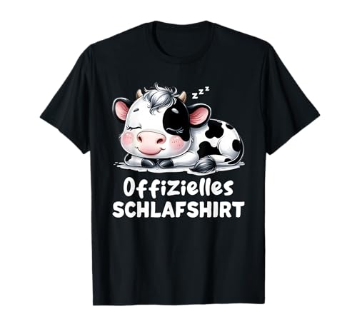 Kuh Schlafshirt Pyjama Schlafanzug Damen Mädchen Müde Kuh T-Shirt von Kuh Geschenke Schlafshirt Mädchen Frauen