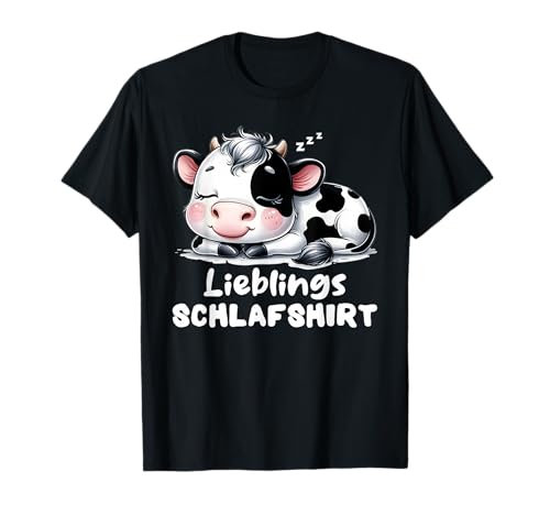 Kuh Schlafshirt Pyjama Schlafanzug Damen Mädchen Müde Kuh T-Shirt von Kuh Geschenke Schlafshirt Mädchen Frauen