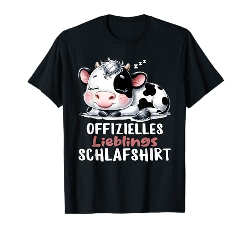 Kuh Geschenke Schlafshirt Damen Mädchen Schwarz S Kuh-Thematisches T-Shirt Pyjama Schlafanzug Nachthemd Langschläfer Morgenmuffel Klassisch Geschnitten Doppelt Genähter Saum von Kuh Geschenke Schlafshirt Mädchen Frauen
