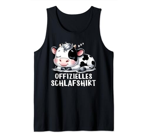 Kuh Schlafshirt Pyjama Schlafanzug Damen Mädchen Müde Kuh Tank Top von Kuh Geschenke Schlafshirt Mädchen Frauen