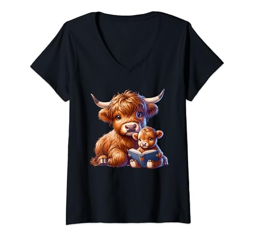 Damen Kuh, Hochlandkuh, Kuh Kostüm, Hochlandrind, Highland Kuh T-Shirt mit V-Ausschnitt Damen Kuh, Hochlandkuh, Kuh Kostüm, Hochlandrind, Highland Kuh T-Shirt mit V-Ausschnitt von Kuh Geschenke für Frauen, Kuh Geschenke für Männer