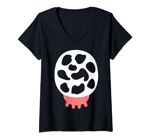 Damen Kuh Kostüm Euter Kuhflecken Karneval Fasching Tierkostüm T-Shirt mit V-Ausschnitt Damen Kuh Kostüm Euter Kuhflecken Karneval Fasching Tierkostüm T-Shirt mit V-Ausschnitt von Kuhkostüm Kuh Kuhflecken Kuhmuster Tierkostüme
