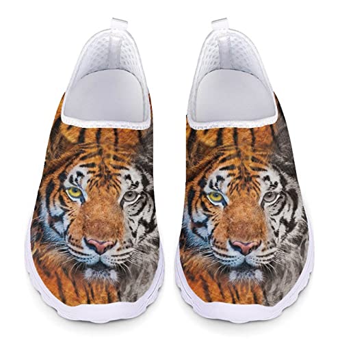 Kuiaobaty 3D Tiger Trainer Slip On Breathe Mesh Vivid Tigers Pattern Walking Shoes Tennis Workout Gym Lightweight Athletic Shoes Animal Texture, tiger, 36.5 EU von Kuiaobaty