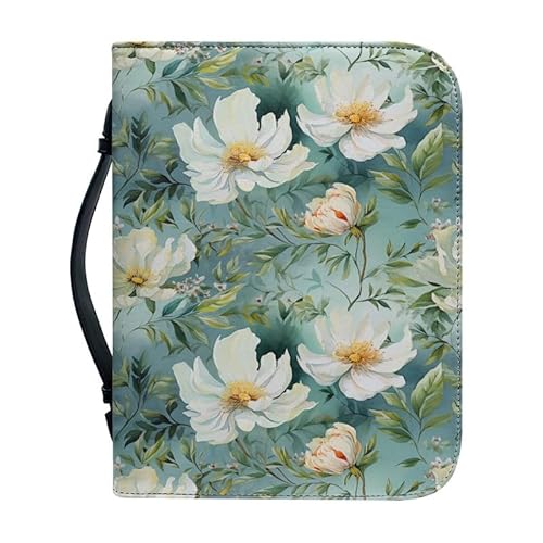 Kuiaobaty Aquarell Pfingstrose Blumen Bibel Fall mit Griff, Malerei Floral Buch Fall Grün Kirche Tasche Schutz mit Innentasche von Kuiaobaty