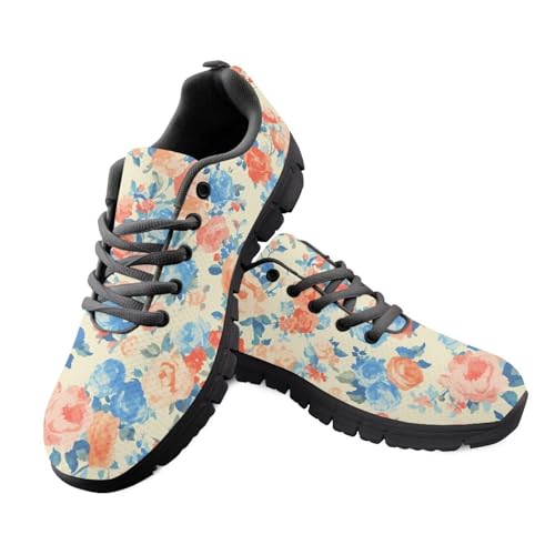 Kuiaobaty Atmungsaktive Turnschuhe für Damen, legere Arbeitsschuhe, Van Gogh Art, Schmetterling, Leopardenmuster, athletische Wanderschuhe, Fitnessstudio, Fitness-Sneaker, Pastellrosen, 42.5 EU von Kuiaobaty