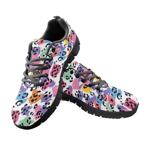 Kuiaobaty Atmungsaktive Turnschuhe für Damen, legere Arbeitsschuhe, Van Gogh Art, Schmetterling, Leopardenmuster, athletische Wanderschuhe, Fitnessstudio, Fitness-Sneaker, Rainbow Leopard Spots, 41.5 von Kuiaobaty