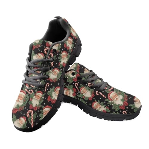Kuiaobaty Atmungsaktive Turnschuhe für Damen, legere Arbeitsschuhe, Van Gogh Art, Schmetterling, Leopardenmuster, athletische Wanderschuhe, Fitnessstudio, Fitness-Sneaker, Santa Claus Candy Cane, 41.5 von Kuiaobaty