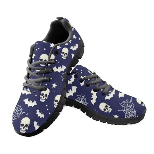 Kuiaobaty Atmungsaktive Turnschuhe für Damen, legere Arbeitsschuhe, Van Gogh Art, Schmetterling, Leopardenmuster, athletische Wanderschuhe, Fitnessstudio, Fitness-Sneaker, Skulls Bats Navy Blue, 42 EU von Kuiaobaty