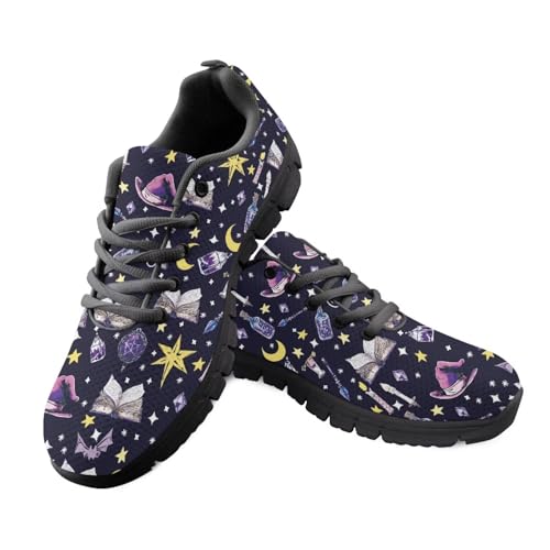 Kuiaobaty Bequeme Wanderschuhe für Weihnachten, Rose, leicht, atmungsaktiv, Netzstoff, Tribal-Dame, Mädchen, athletisch, Witch Magical Books, 42.5 EU von Kuiaobaty