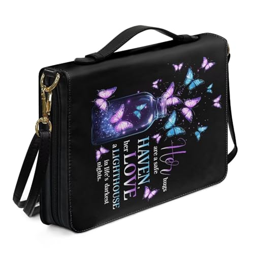 Kuiaobaty Bibeletui mit Griff und Stifttasche, Motiv: Herr inspirierter Spruch, große Damen-Bibeltasche mit Schultergurt, Violett von Kuiaobaty