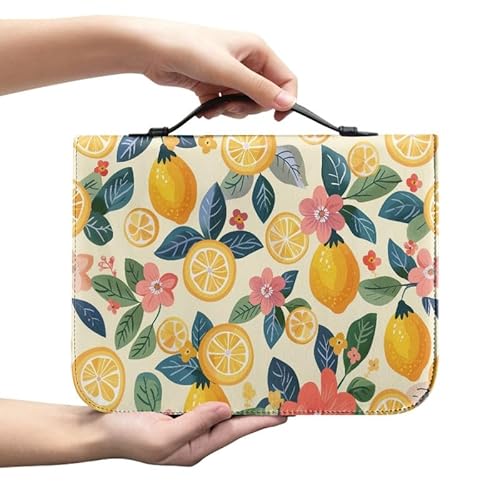Kuiaobaty Bibeltasche mit Reißverschluss, Cartoon-Zitronenmuster, mit Griff, für Standardgröße, perfektes Geschenk für Frauen, Mutter, Kinder von Kuiaobaty