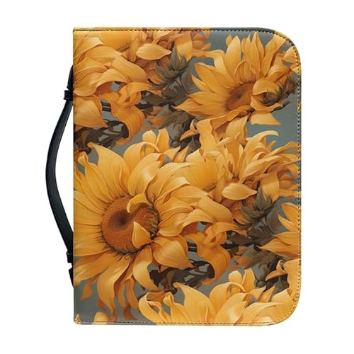 Kuiaobaty Bibeltasche mit Reißverschluss, Motiv: gelbe Sonnenblumen, Kunstleder, Malerei, Blumen, Buch-Tragetasche mit Griff, Geschenk für Mädchen, Frauen, Mutter von Kuiaobaty