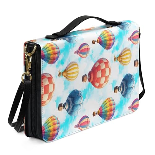 Kuiaobaty Bibeltasche mit Weihnachts-Bibelhülle, Griff, für Damen, Totenkopf, mittlere Bibeltasche, Tasche mit Stift- und Handyfächern, Bunte Heißluftballon, L-[10.2x7.0in=25.9x17.8cm] von Kuiaobaty