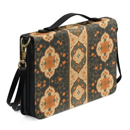 Kuiaobaty Bibeltasche mit Weihnachts-Bibelhülle, Griff, für Damen, Totenkopf, mittlere Bibeltasche, Tasche mit Stift- und Handyfächern, Ethnisches Rautenmuster, M-[9.2x6.3in=23.4x16.0cm] von Kuiaobaty