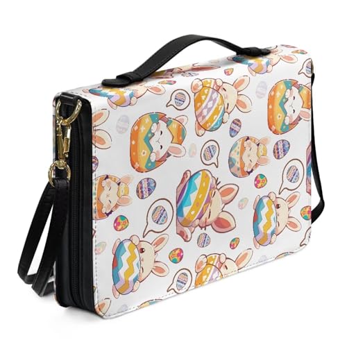 Kuiaobaty Bibeltasche mit Weihnachts-Bibelhülle, Griff, für Damen, Totenkopf, mittlere Bibeltasche, Tasche mit Stift- und Handyfächern, Hasen-Osterei, L-[10.2x7.0in=25.9x17.8cm] von Kuiaobaty