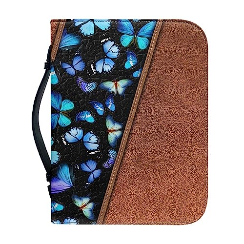 Kuiaobaty Blue Morpho Schmetterling Buchhülle für Notebook, Braun Schwarz Leder Buchtasche Tasche Schreibwaren Federmäppchen für Frauen Bookish Geschenk von Kuiaobaty