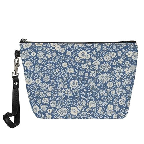 Kuiaobaty Boho Diamond Print Kosmetiktasche für Frauen Kunstleder Münzbeutel Kulturbeutel Mädchen Reise Tragbare Kulturtasche Groß, Französisch Ditsy Floral, Taschen-Organizer von Kuiaobaty