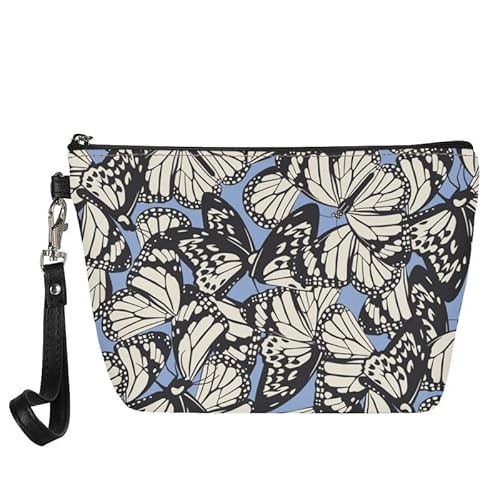 Kuiaobaty Boho Diamond Print Kosmetiktasche für Frauen Kunstleder Münzbeutel Kulturbeutel Mädchen Reise Tragbare Kulturtasche Groß, schmetterling, Taschen-Organizer von Kuiaobaty