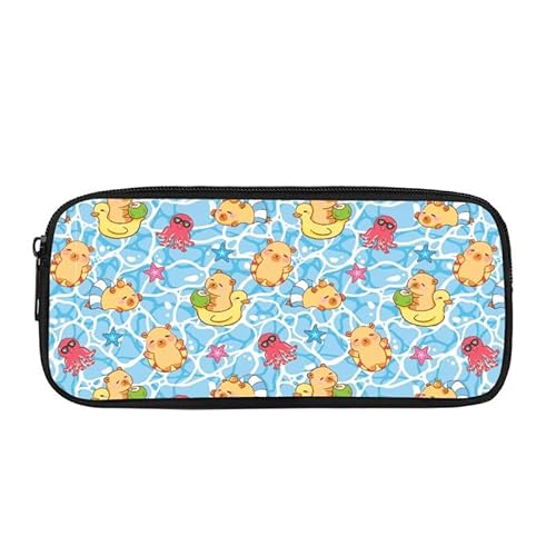 Kuiaobaty Cartoon Capybara Mädchen Federmäppchen Reißverschluss Schule Bleistiftbeutel Niedlich Capybara Schwimmen Druck Kinder Federmäppchen von Kuiaobaty