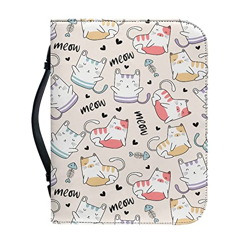Kuiaobaty Cartoon Katzen Buchcover PU Leder Notebook Tasche mit Stifttasche Kawaii Kitty Buch Tragetasche für Reisen Schule Büro von Kuiaobaty