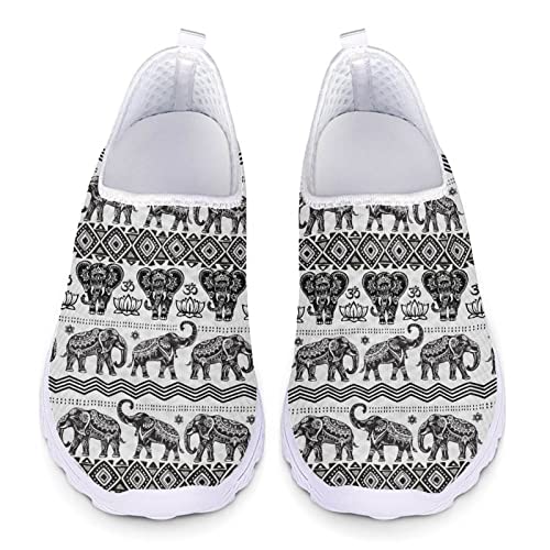 Kuiaobaty Casual Loafers Ethnic Elephant Print Damen Vintage Style Sneakers Comfort Slip-on Trainers Beständige Schuhe von Kuiaobaty