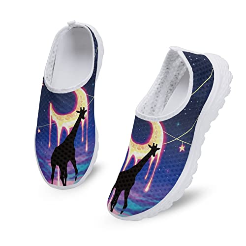 Kuiaobaty Casual Mesh Turnschuhe Damen Mode Sneakers Komfort Laufschuhe Atmungsaktiv Walking Tennis Schuh Slip-on Schuh, Giraffen-Silhouette, 40.5 EU von Kuiaobaty