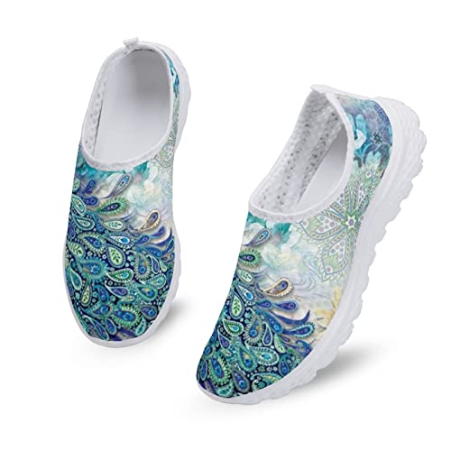 Kuiaobaty Lässige Mesh Turnschuhe Frauen Mode Turnschuhe Komfort Laufschuhe Atmungsaktive Walking Tennis Schuh Slip-on Schuh, pfau, 39 EU von Kuiaobaty