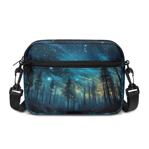 Kuiaobaty Crossbody-Taschen für Damen, mehrere Taschen, britische Flagge, Schulterhandtaschen, Schultertaschen mit verstellbarem Riemen, Sternennachtwald, One Size von Kuiaobaty