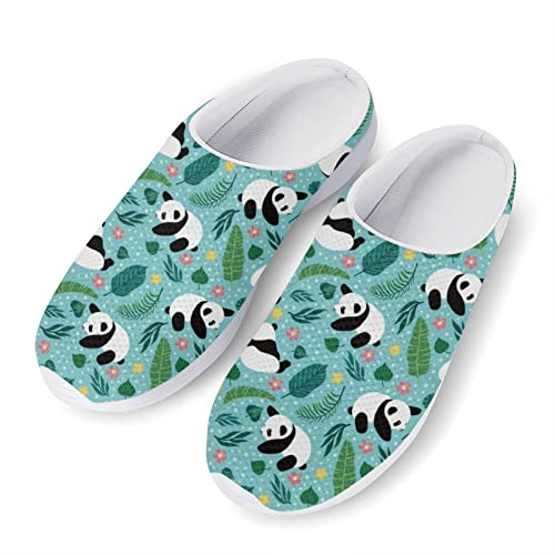 Kuiaobaty Cute Panda Print Garden Clogs Atmungsaktive Outdoor-Wanderschuhe Home Bequeme Mesh-Slipper rutschfeste Wohnungen von Kuiaobaty