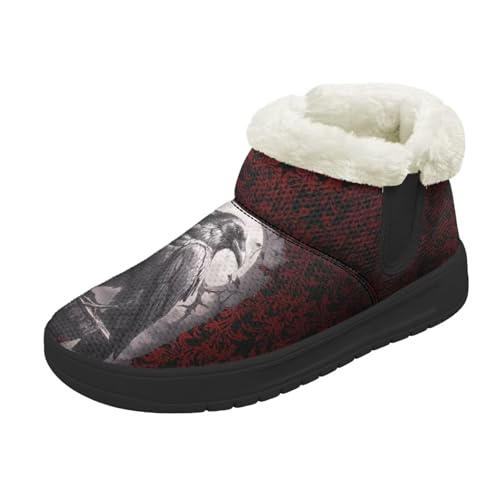 Kuiaobaty Damen Bootie Hausschuhe Memory Foam Haus Hausschuhe Halloween Gothic Schlupfschuhe Warm Gefüttert Stiefeletten, Gothic Damast Raven, 45 EU von Kuiaobaty