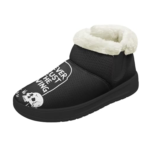 Kuiaobaty Damen Bootie Hausschuhe Memory Foam Haus Hausschuhe Halloween Gothic Schlupfschuhe Warm Gefüttert Stiefeletten, Grabstein mit Live-Zitat, 36.5 EU von Kuiaobaty