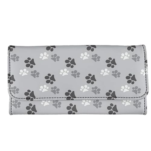 Kuiaobaty Damen Clutch-Geldbörse mit Reißverschluss, Diebstahlschutz, Spritzer, Kunst, PU-Leder, lang, mit Münzfach, Hundepfoten, Casual von Kuiaobaty