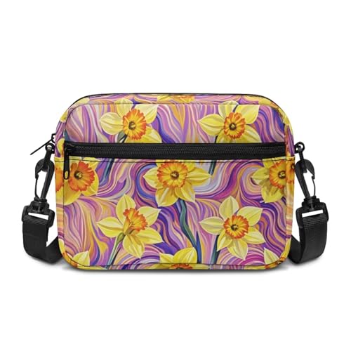 Kuiaobaty Damen Crossbody Bag Blumen Crossbody Phone Bag Casual Handtaschen & Schultertaschen mit verstellbarem Riemen, Goldene Narzisse, One Size von Kuiaobaty