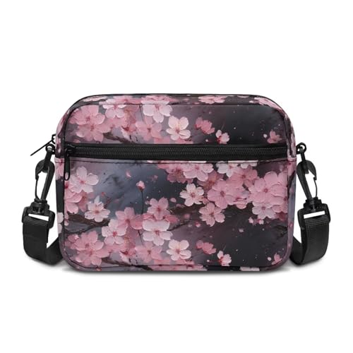 Kuiaobaty Damen Crossbody Bag Blumen Crossbody Phone Bag Casual Handtaschen & Schultertaschen mit verstellbarem Riemen, Rosa Kirschgemälde, One Size von Kuiaobaty