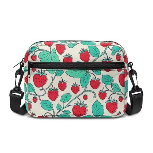 Kuiaobaty Damen Crossbody Bag Blumen Crossbody Phone Bag Casual Handtaschen & Schultertaschen mit verstellbarem Riemen, erdbeere, One Size von Kuiaobaty