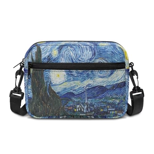 Kuiaobaty Damen Crossbody Bag Impressionismus Malerei Kunst Crossbody Bag Handtaschen Schultertaschen Verstellbarer breiter Riemen, Sternennacht, One Size von Kuiaobaty