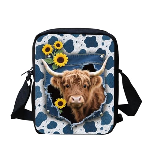 Kuiaobaty Damen Crossbody Messenger Bag - Kleine Umhängetasche für Teenager oder Mädchen, Bauernhofrinder von Kuiaobaty