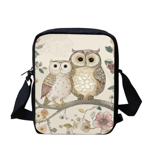 Kuiaobaty Damen Crossbody Messenger Bag - Kleine Umhängetasche für Teenager oder Mädchen, Baum Eule Malerei von Kuiaobaty