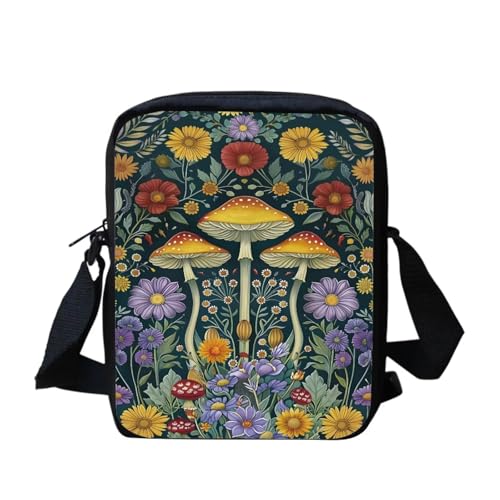 Kuiaobaty Damen Crossbody Messenger Bag - Kleine Umhängetasche für Teenager oder Mädchen, Magical Mushroom Floral von Kuiaobaty
