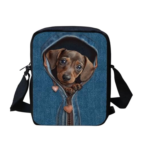 Kuiaobaty Damen Crossbody Messenger Bag - Kleine Umhängetasche für Teenager oder Mädchen, Neuartiger Dackel in der Tasche von Kuiaobaty