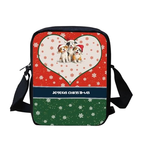 Kuiaobaty Damen Crossbody Messenger Bag - Kleine Umhängetasche für Teenager oder Mädchen, Weihnachtliches Welpenherz von Kuiaobaty