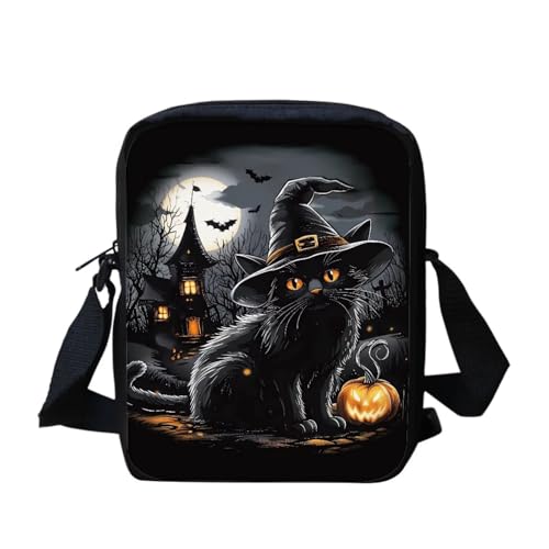 Kuiaobaty Damen Crossbody Messenger Bag - Kleine Umhängetasche für Teenager oder Mädchen, Witchy Cat von Kuiaobaty